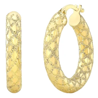 14KT Yellow Gold Designed Hoop Earrings