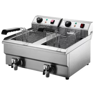 Devanti Electric Commercial Chip Cooker Deep Fryer Twin Frying Basket Countertop 20 Litre