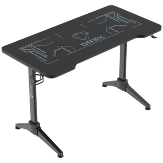 ONEX GD1200G Tempered Glass RGB Gaming Desk with Cup holder Black & Blue