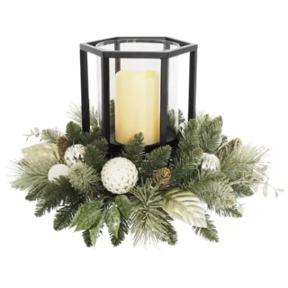 CG Hunter Holiday Silver Centrepiece with LED Candle
