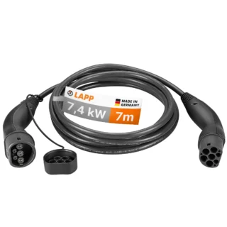 LAPP EV Charge Cable Type 2 (7.4kW-1P-32A) 7M Black/