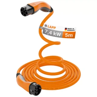 LAPP EV Helix Charge Cable Type 2 (7.4kW-1P-32A) 5M Orange/
