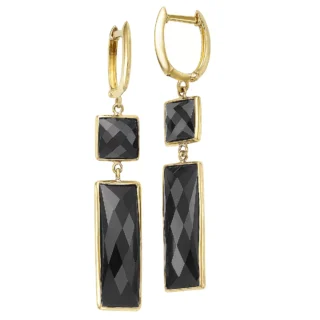 1063911 14KT Yellow Gold Black Onyx Bezel Set Earrings/