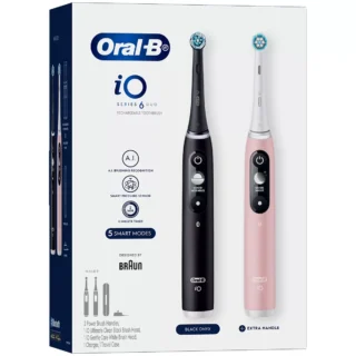 Oral-B iO Series 6 Duo Rechargeable Toothbrush With 2 x Oral-B 3DWhite Whitening Emulsions