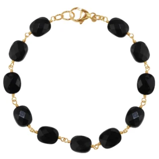 14KT Yellow Gold Black Onyx 11 Link Bracelet